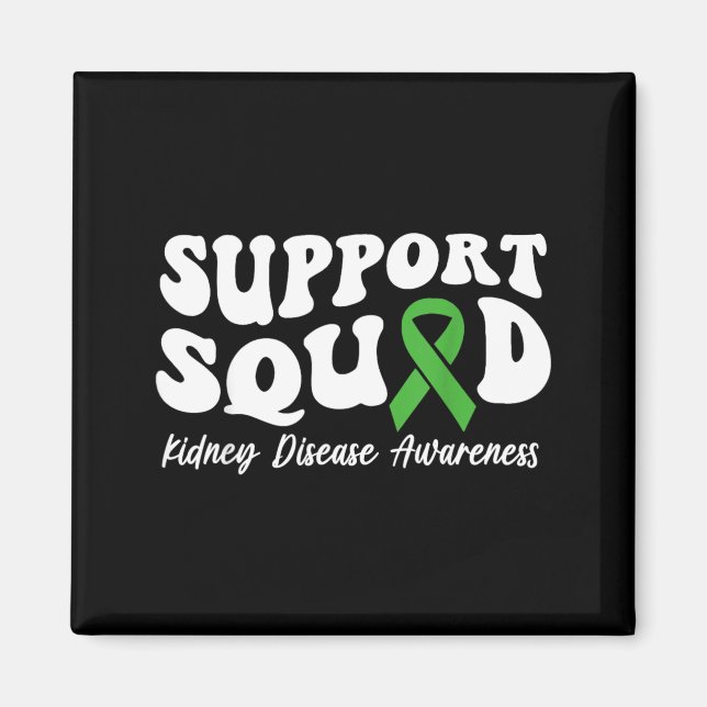 Support Squad Green Ribbon Kidney Disease Magnet (Front)