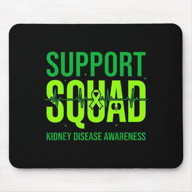 Support Squad Green Ribbon Kidney Disease Mouse Mat (Front)