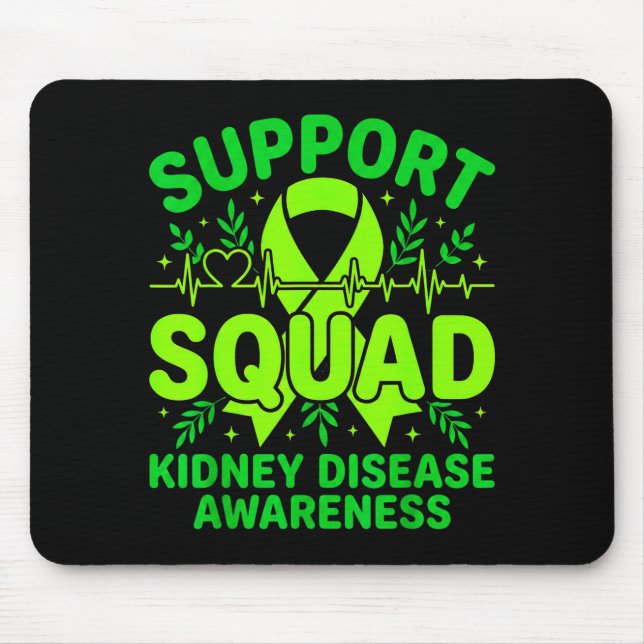 Support Squad Green Ribbon Kidney Disease Mouse Mat (Front)