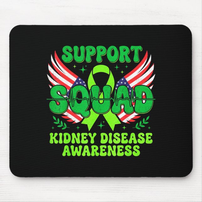 Support Squad Green Ribbon Kidney Disease Mouse Mat (Front)