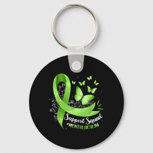 Support Squad Green Ribbon Mental Health Awareness Key Ring