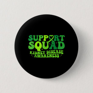Support Squad Green Ribbon PKD Kidney Disease 6 Cm Round Badge