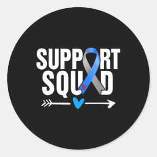 Support Squad Grey Blue Ribbon Diabetes Awareness  Classic Round Sticker