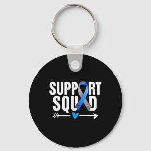 Support Squad Grey Blue Ribbon Diabetes Awareness Key Ring