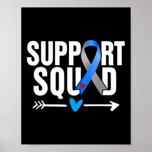 Support Squad Grey Blue Ribbon Diabetes Awareness Poster