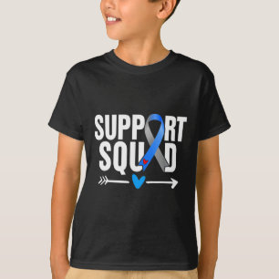 Support Squad Grey Blue Ribbon Diabetes Awareness  T-Shirt