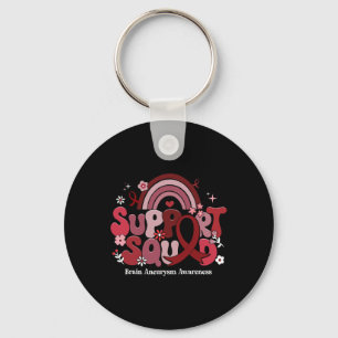 Support Squad Groovy Brain Aneurysm Awareness Gift Key Ring