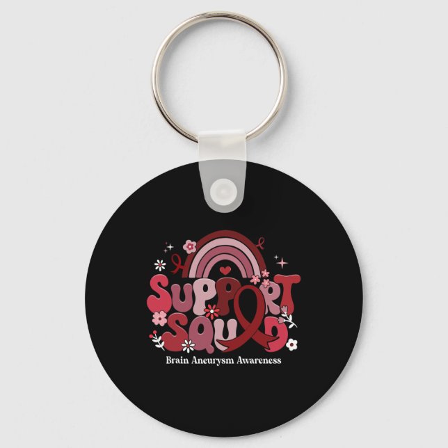 Support Squad Groovy Brain Aneurysm Awareness Gift Key Ring (Front)