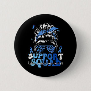 Support Squad Groovy Colon Cancer Awareness Messy 6 Cm Round Badge