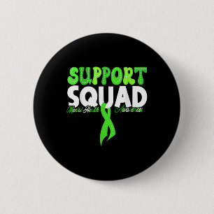 Support Squad Groovy Green Mental Health Awareness 6 Cm Round Badge