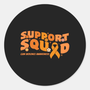 Support Squad Gun Violence Awareness Orange Ribbon Classic Round Sticker
