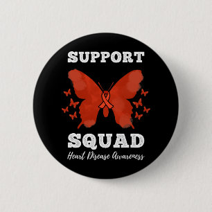 Support Squad Heart Disease Awareness 6 Cm Round Badge