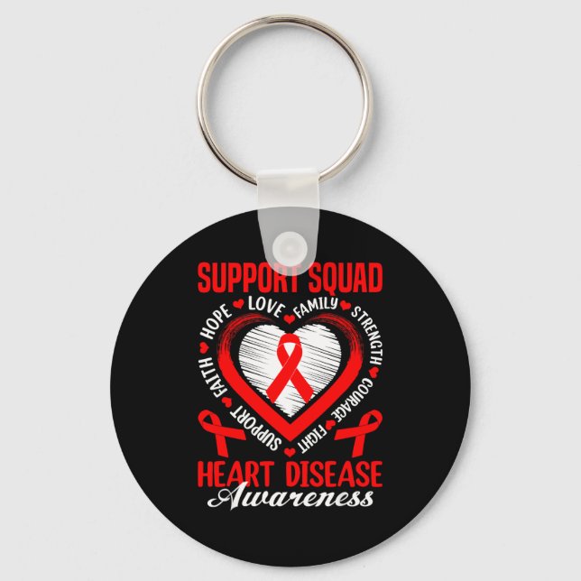 Support Squad Heart Disease Awareness Supporter Re Key Ring (Front)