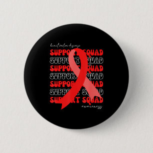 Support Squad Heart Valve Disease Awareness Red Ri 6 Cm Round Badge