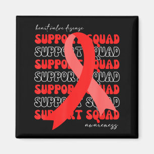 Support Squad Heart Valve Disease Awareness Red Ri Magnet