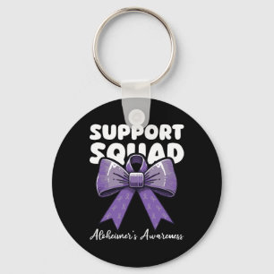 Support Squad Heimerheimer Awareness Ribbon Bow Key Ring