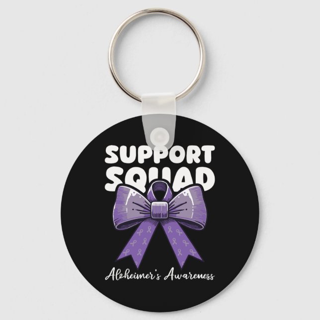 Support Squad Heimerheimer Awareness Ribbon Bow  Key Ring (Front)