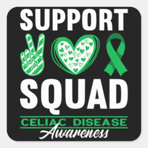 Support Squad I Gluten Free Coeliac Celiac Disease Square Sticker
