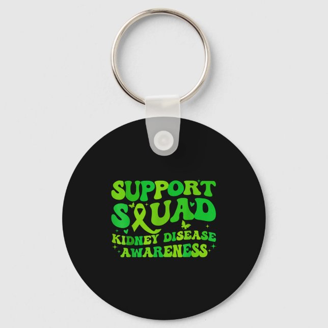 Support squad kidney disease awareness ckd green key ring (Front)