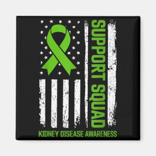 Support Squad Kidney Disease Awareness Flag Green Magnet