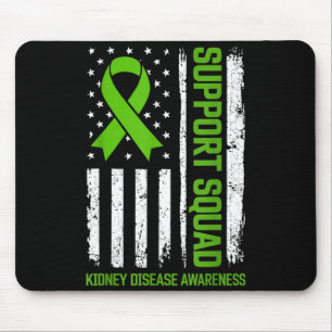 Support Squad Kidney Disease Awareness Flag Green Mouse Mat