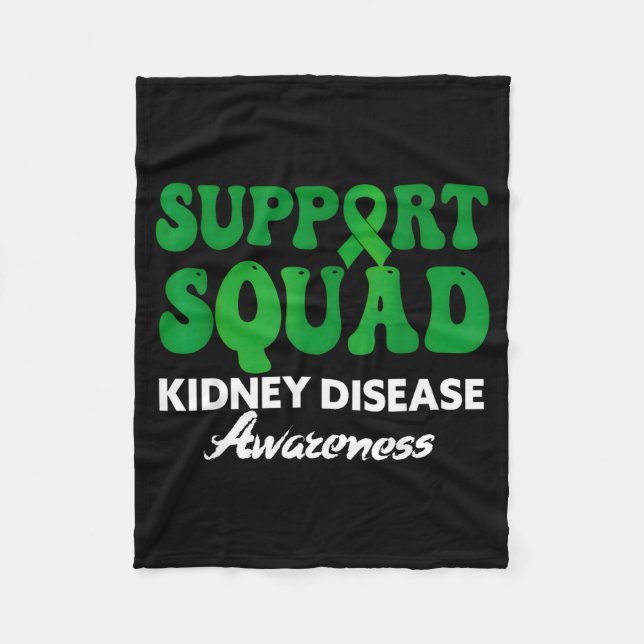 Support squad kidney disease awareness green fleece blanket (Front)