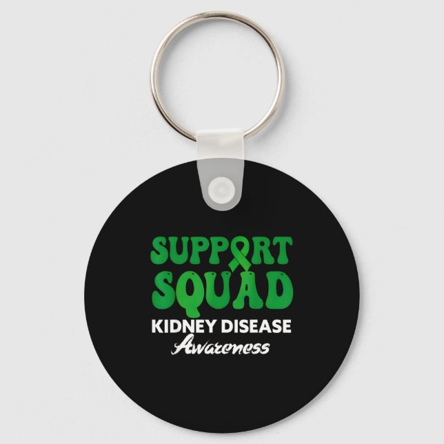Support squad kidney disease awareness green ribbo key ring (Front)