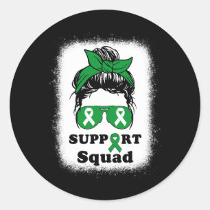 Support Squad Kidney Disease Awareness Messy Bun M Classic Round Sticker
