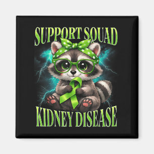Support Squad Kidney Disease Racoon Green Ribbon Magnet