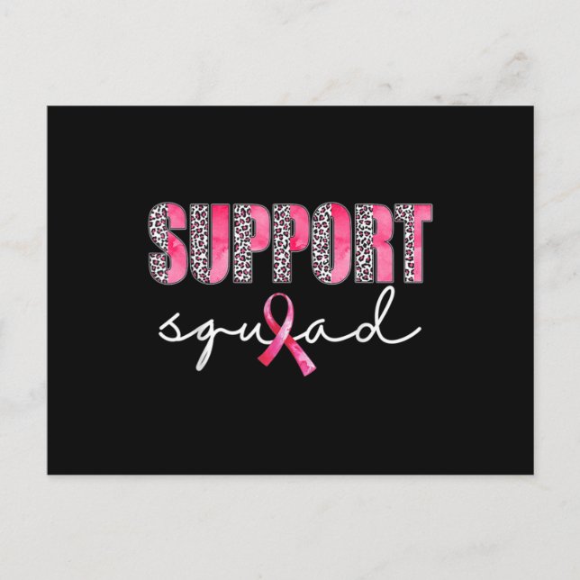 Support Squad Leopard Pink Warrior Breast Cancer A Postcard (Front)
