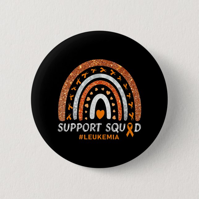 Support Squad Leukaemia Awareness Rainbow Gift War 6 Cm Round Badge (Front)