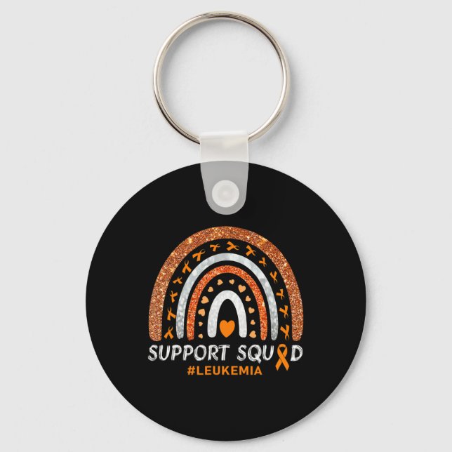 Support Squad Leukaemia Awareness Rainbow Gift War Key Ring (Front)