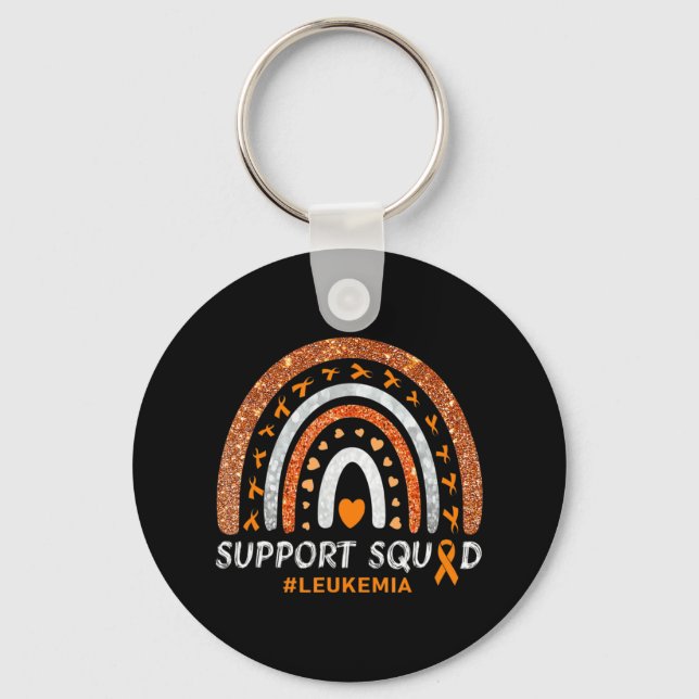 Support Squad Leukaemia Awareness Rainbow Gift War Key Ring (Front)