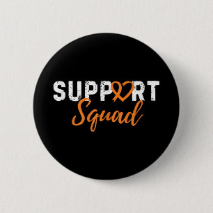 Support Squad Leukaemia Cancer Love Heart Orange R 6 Cm Round Badge