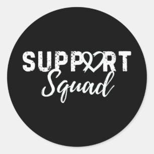 Support Squad Lung Cancer Love Heart White Ribbon Classic Round Sticker