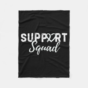 Support Squad Lung Cancer Love Heart White Ribbon Fleece Blanket