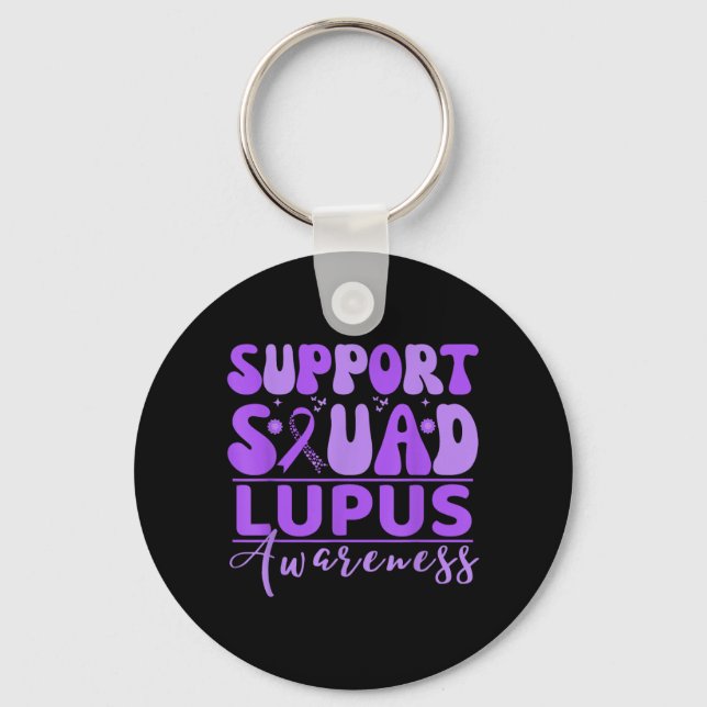 Support Squad Lupus Awareness Purple Ribbon Key Ring (Front)