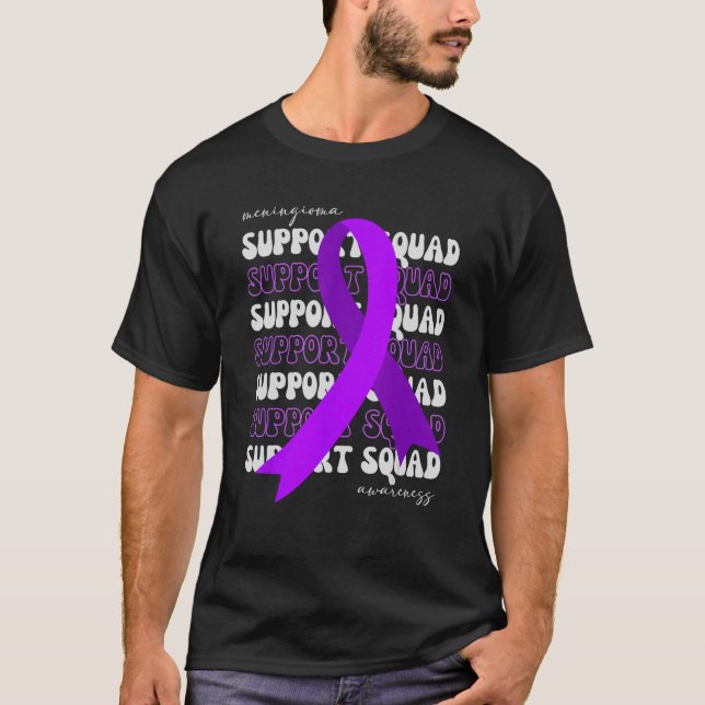 Support Squad Meningioma Awareness Purple Grey Rib T-Shirt (Front)