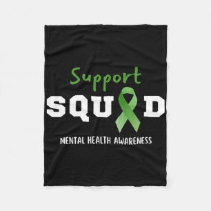 Support Squad Mental Health Awareness Fun Green Ri Fleece Blanket