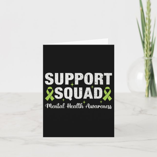 Support Squad Mental Health Awareness Green Ribbon Card (Front)