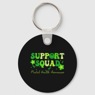 Support Squad Mental Health Awareness Green Ribbon Key Ring