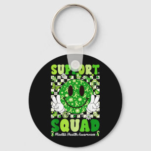 Support Squad Mental Health Awareness Green Ribbon Key Ring
