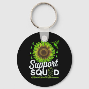 Support Squad Mental Health Awareness Green Ribbon Key Ring