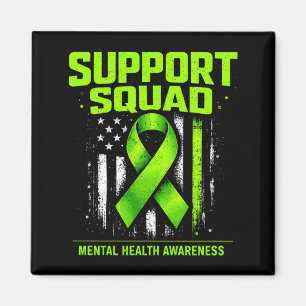 Support Squad Mental Health Awareness Green Ribbon Magnet
