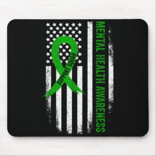 Support squad mental health awareness green ribbon mouse mat