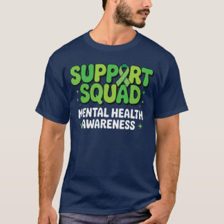 Support Squad Mental Health Awareness Green Ribbon T-Shirt