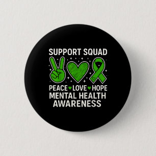 Support Squad Mental Health Awareness Groovy Green 6 Cm Round Badge