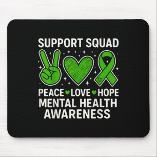 Support Squad Mental Health Awareness Groovy Green Mouse Mat