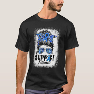 Support Squad Messy Bun Blue Diabetes Awareness T1 T-Shirt
