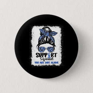 Support Squad Messy Bun Blue Warrior Alopecia Awar 6 Cm Round Badge